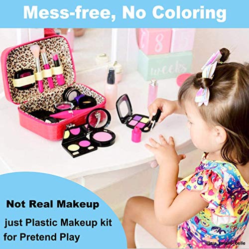 INNOCHEER Pretend Play Makeup Kit for Girls,Kids Pretend Play Makeup Sets, Girls Pretend Makeup Set with Cosmetic Bag for Birthday Christmas (Not Real Makeup)