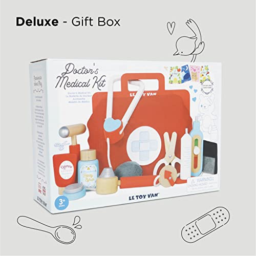 Le Toy Van - Kids Wooden Educational Pretend Play Honeybake Doctor's Medical Play Set Kit | Kids Pretend Play Role Play For Boys And Girls - 3 Year Old +