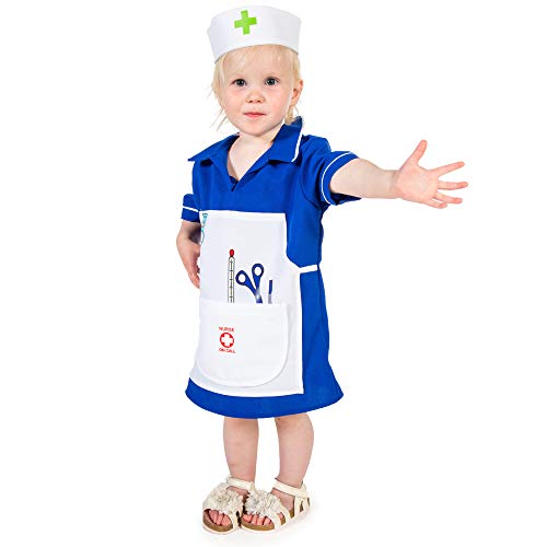 Childrens Nurses Costume, Kids Nurse Outfit 2-3 Years | Kids Dress Up Fancy Dress for Kids & Toddlers | Dressing Up Clothes for Girls | Role Play for Kids By Pretend to Bee, Blue