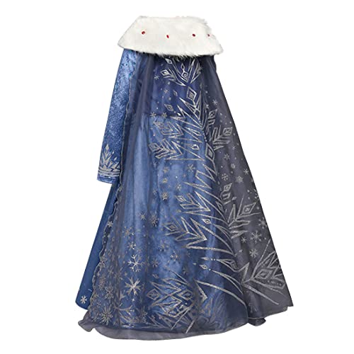Discoball Girls Elsa Princess Dress Elsa Anna Costume Dress Up Winter Snow Queen Fancy Dress for Halloween Christmas Fancy Birthday Party Coronation Dress (4-5 Years)
