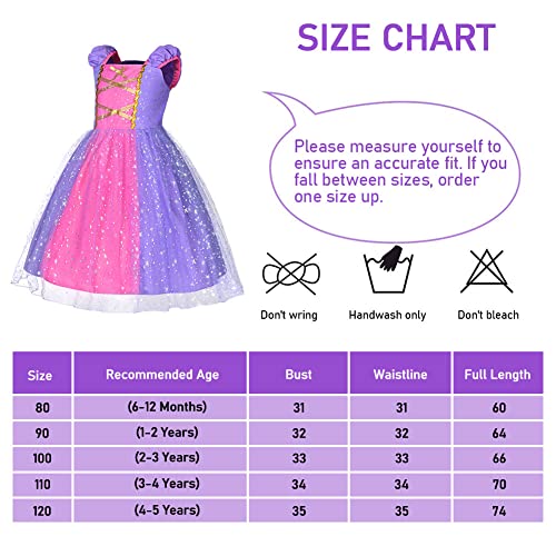ACWOO Rapunzel Princess Dress, Princess Rapunzel Party Dress Costume with Wand and Crown, Princess Dress Cosplay Costume for Kids Girls, Party Fancy Dress Up for Halloween, Christmas, Birthday Party