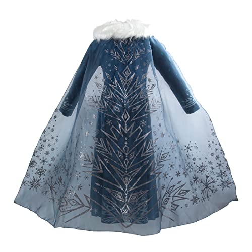 Discoball Girls Elsa Princess Dress Elsa Anna Costume Dress Up Winter Snow Queen Fancy Dress for Halloween Christmas Fancy Birthday Party Coronation Dress (4-5 Years)