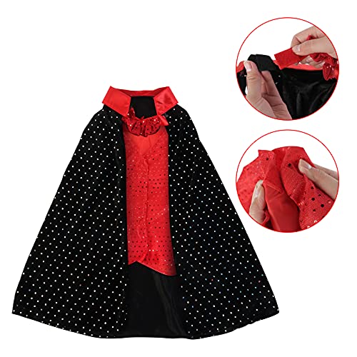 deAO Role Play Magician Costume with Magic Hat and Wand Magician Outfit Kids Halloween Costume Prefect Magician Dress Up For Kids For Birthday Christmas Party Gift for Children