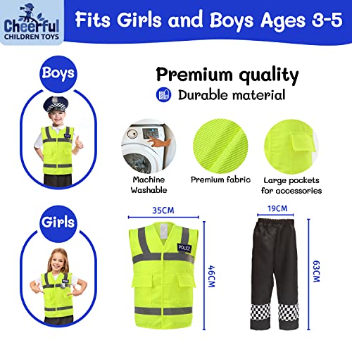 Cheerful Children Toys Police Costume Kids - 3-5 Kids Police Costume, Children Police Costume, Police Officer Costume Kids - Kids Dress Up Costumes - Fancy Dress Kids - Kids Fancy Dress - Police Vest