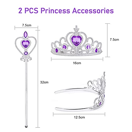 ACWOO Rapunzel Princess Dress, Princess Rapunzel Party Dress Costume with Wand and Crown, Princess Dress Cosplay Costume for Kids Girls, Party Fancy Dress Up for Halloween, Christmas, Birthday Party