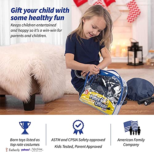 Born Toys 12 Pcs Police Costume for kids with Toy Role Play Kit for Swat, Detective, FBI, Halloween and Dress-up,Navy