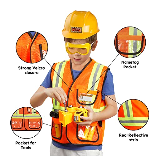 Lesheng space Construction Worker Costume for Boys and Toddlers Builder Pretend Role Play Dress Up for kids