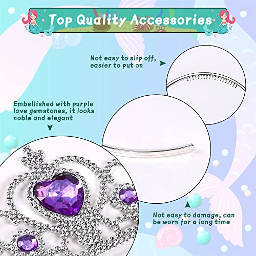 ACWOO Little Girls Mermaid Costume, Princess Mermaid Costumes Set with Accessories, Mermaid Fancy Dress Up Princess Ariel Mermaid Glitter Girls Costume for Halloween Cosplay Carnival Birthday (120cm)