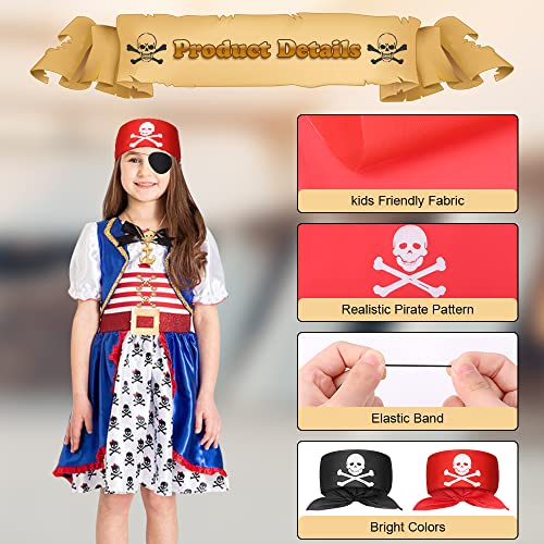 AOMIG Pirate Costume Accessories Set, 8 Pieces Deckhand Pirate Accessories Kit, Include Pirate Head Scarf, Pirate Eye Patches, Gold Earring Necklace, Captain Pirate Dress Up for Kids Halloween Cosplay