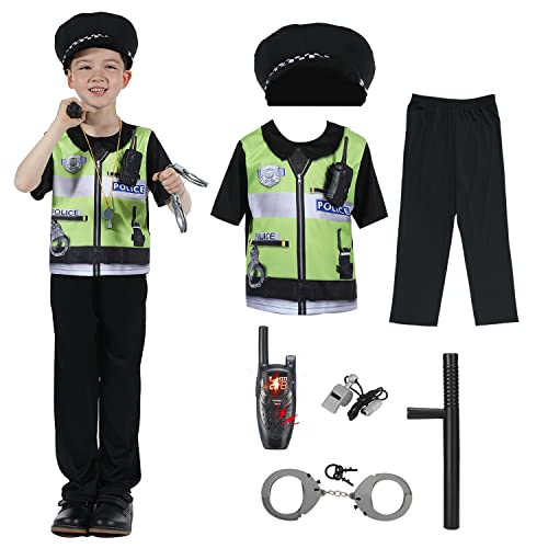 Sincere Party Kids Police Officer Costume Childs Policeman Outfit Cop Fancy Dress Up Cosutme for Boys and Girls 3-4years