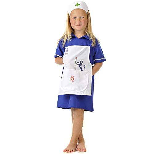 Childrens Nurses Costume, Kids Nurse Outfit 3-5 Years | Kids Dress Up Fancy Dress for Kids & Toddlers | Dressing Up Clothes for Girls | Role Play for Kids By Pretend to Bee, Blue