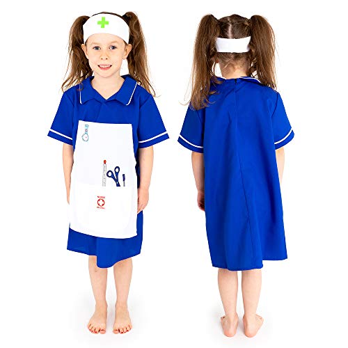 Childrens Nurses Costume, Kids Nurse Outfit 3-5 Years | Kids Dress Up Fancy Dress for Kids & Toddlers | Dressing Up Clothes for Girls | Role Play for Kids By Pretend to Bee, Blue