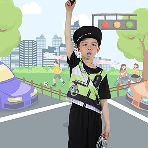 Sincere Party Kids Police Officer Costume Childs Policeman Outfit Cop Fancy Dress Up Cosutme for Boys and Girls 3-4years