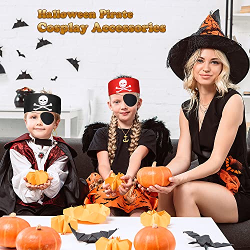 AOMIG Pirate Costume Accessories Set, 8 Pieces Deckhand Pirate Accessories Kit, Include Pirate Head Scarf, Pirate Eye Patches, Gold Earring Necklace, Captain Pirate Dress Up for Kids Halloween Cosplay