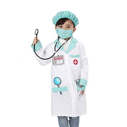 Wiclin Child Role Play Costumes,Doctor Dress Up Playset Kits for Kids XS 3-5years