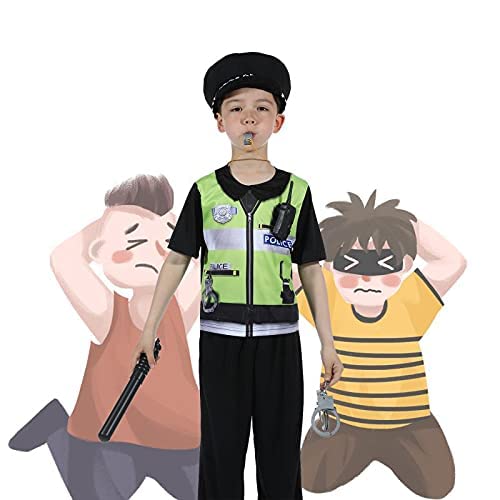Sincere Party Kids Police Officer Costume Childs Policeman Outfit Cop Fancy Dress Up Cosutme for Boys and Girls 3-4years