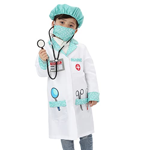 Wiclin Child Role Play Costumes,Doctor Dress Up Playset Kits for Kids XS 3-5years
