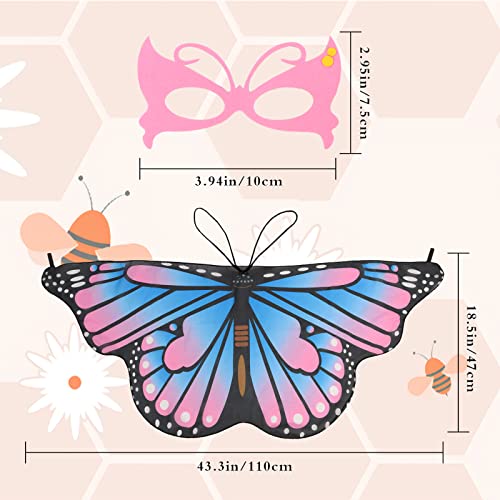 Kaket Kids Butterfly Wings Costume with Mask, Fancy Dress Up Butterfly Wings Cape Kids, Fairy Butterfly Wings for Kids Child Girls Halloween Party Dress up (1PC, Style 3)