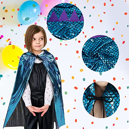 DKINY Dinosaur Cape Kids Costume Halloween Dragon Costume Fancy Dress Up Cloak with Mask for Boys Girls Role Play World Book Day Costumes Theme Party Masquerade (Blue)