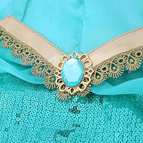 Kids Princess Costumes Fancy Sequined Dress Up for Girls - Two Pieces Cosplay Outfit Set Carnival Birthday Party Christmas Gift 3-10 Years (7-8 Years)