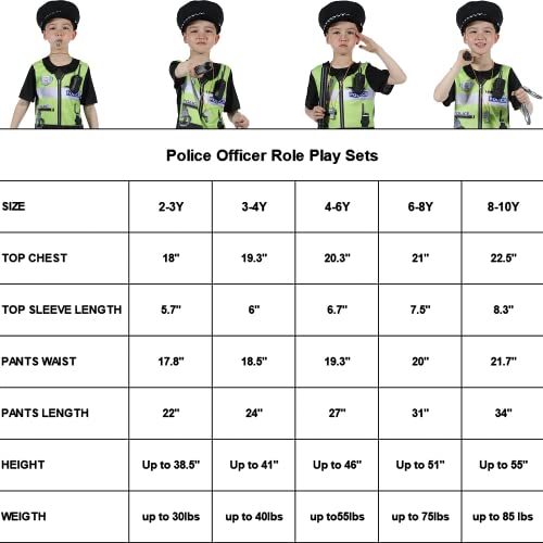 Sincere Party Kids Police Officer Costume Childs Policeman Outfit Cop Fancy Dress Up Cosutme for Boys and Girls 3-4years