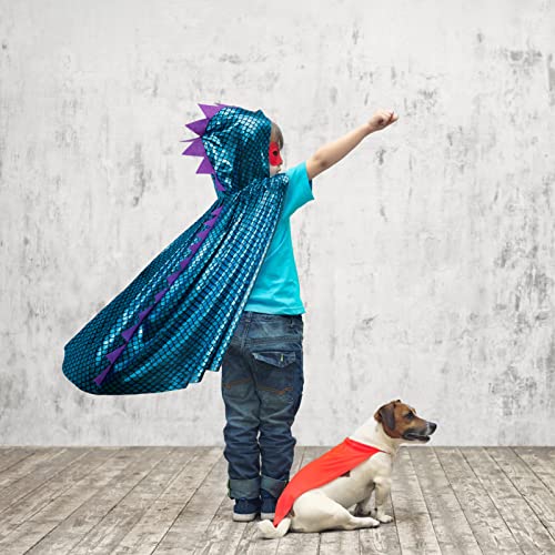 DKINY Dinosaur Cape Kids Costume Halloween Dragon Costume Fancy Dress Up Cloak with Mask for Boys Girls Role Play World Book Day Costumes Theme Party Masquerade (Blue)