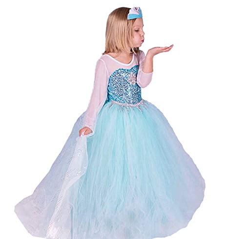 ELSA & ANNA Princess Costumes for Girls - Snow Queen Fancy Dress for Girls - Princess Dress Up - Girls Fancy Dress for Parties, Birthdays, Cosplay & Halloween - Fancy Dress Girls (3-4 Years)