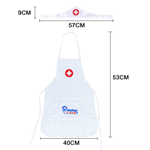 NITAIUN 4 Pcs Doctor Set, 2 x Coat, 2 x Cap Role Play Fancy Dress Costume Playsets Educational Toys Game for Boys Girls (White)