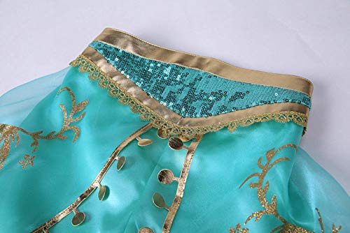 Kids Princess Costumes Fancy Sequined Dress Up for Girls - Two Pieces Cosplay Outfit Set Carnival Birthday Party Christmas Gift 3-10 Years (7-8 Years)