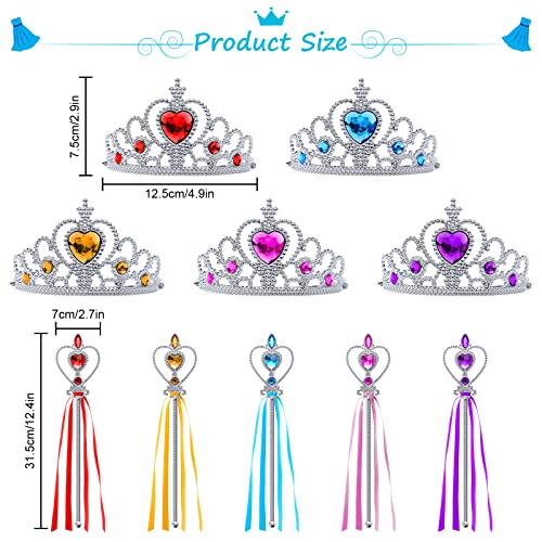 Aomig Princess Dress Up Accessories Set, 10 Piece Elsa Costume Jewellery Toys with Princess Crown Tiara and Magic Wand, Elsa Princess Dress Up for Girls Birthday Party Halloween Cosplay