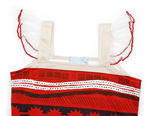 AmzBarley Girls Moana Costume Princess Dress up for Girls Kids Sleeveless Dresses Birthday Party Fancy Dress Child Outfit Halloween Cosplay Clothes 3-4 Years 120