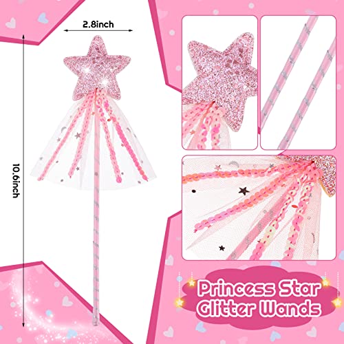 Fuyamp 2 Pcs Fairy Costume Princess Fairy Dress up, Kids Girls Fairy and Wand Fancy Dress Set, Butterfly Fairy Fairy Wand Adult Fairy, Fairy Wand for Halloween Dress up Party Favors Supplies