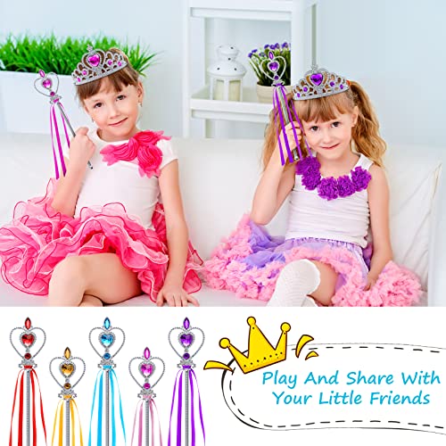 Aomig Princess Dress Up Accessories Set, 10 Piece Elsa Costume Jewellery Toys with Princess Crown Tiara and Magic Wand, Elsa Princess Dress Up for Girls Birthday Party Halloween Cosplay