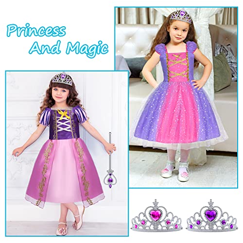 Aomig Princess Dress Up Accessories Set, 10 Piece Elsa Costume Jewellery Toys with Princess Crown Tiara and Magic Wand, Elsa Princess Dress Up for Girls Birthday Party Halloween Cosplay