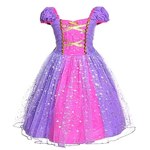 Discoball Princess Girls Rapunzel Costumes Cosplay Fancy Party Girl Princess Dresses for Festival Pageant Carnival Halloween (2-3Years, Purple-1)