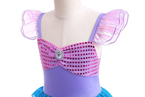 Tangsenyu Little Mermaid Costume for Kids Girls Ariel Outfit Dress Up with Wig