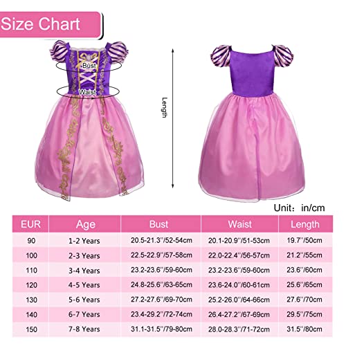 Discoball Rapunzel Costumes Princess Cosplay Dresses for Kids Girls Fancy Dress Up for Halloween Birthday Party Outfit