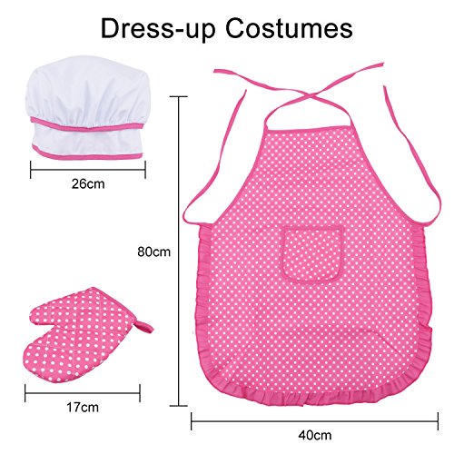 niCWhite Kids Chef Play Set, Kids Cooking Playset,Chef Dress Up Outfit Set with Kids Apron,Chef Hat and Other Accessories,11pcs Children Pretend Role-play Cooking Toy for Age 3+