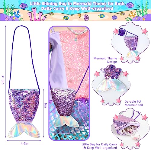 MELAND Mermaid Costume Kids, Princess Costumes for Girls Gift Aged 3-8, Little Mermaid Dress Up for Girls Halloween, Party