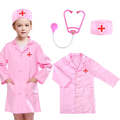 M MUNCASO 3Pcs Kids Unisex Doctor Costume,Doctor Set Dress Up Kids Role Play Pretend Toys For Halloween Cosplay Party(3-6 Years)