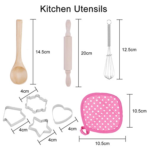 niCWhite Kids Chef Play Set, Kids Cooking Playset,Chef Dress Up Outfit Set with Kids Apron,Chef Hat and Other Accessories,11pcs Children Pretend Role-play Cooking Toy for Age 3+