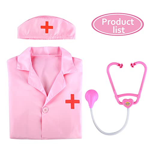 M MUNCASO 3Pcs Kids Unisex Doctor Costume,Doctor Set Dress Up Kids Role Play Pretend Toys For Halloween Cosplay Party(3-6 Years)