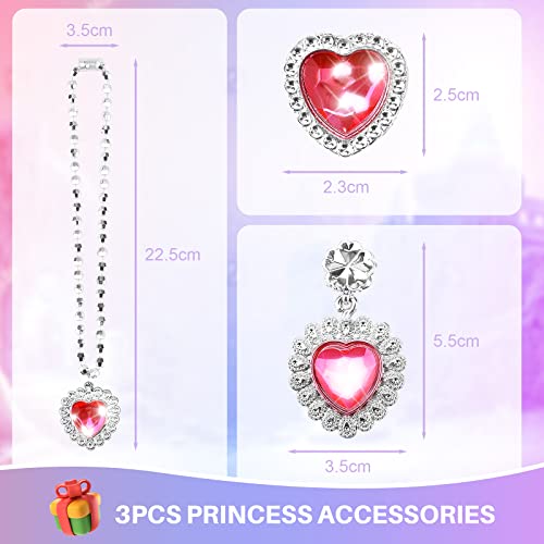 TOYESS 6Pcs Princess Costumes Dress Up for Girls, Princess Cape Set with Crown, Wand, Necklace, Ring and Earrings, Fancy Dress for Girls Birthday, Party, Halloween, Christmas Cosplay, Rainbow