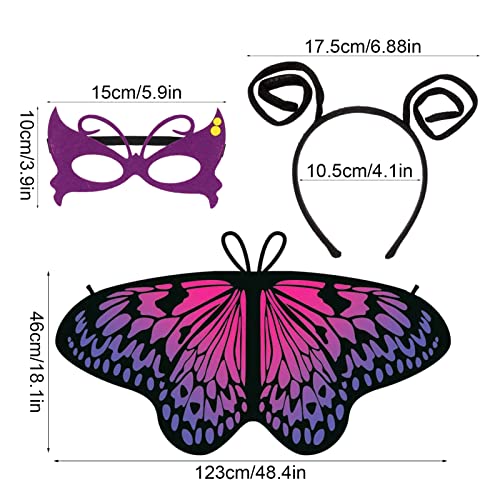 RosewineC 6pcs Kids Butterfly Wings, Fairy Butterfly Wings for Kids, Butterfly Cape Wings Butterfly Shawl Pixie Poncho Costume for Girls Halloween Birthday Party Dress up