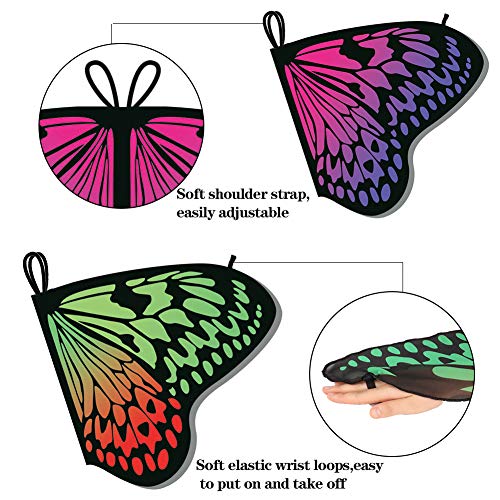 RosewineC 6pcs Kids Butterfly Wings, Fairy Butterfly Wings for Kids, Butterfly Cape Wings Butterfly Shawl Pixie Poncho Costume for Girls Halloween Birthday Party Dress up