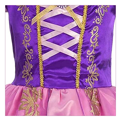 Discoball Rapunzel Costumes Princess Cosplay Dresses for Kids Girls Fancy Dress Up for Halloween Birthday Party Outfit