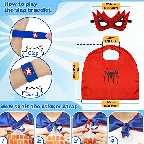 Jojoin 6 PCS Superhero Capes for Kids, 6 Superheroes Wristbands Slap Bands, 6 Hero Masks and 1 Storage Bag, Role Play Costume Dress up Toys Gift Kids for Halloween Birthday Party Christmas