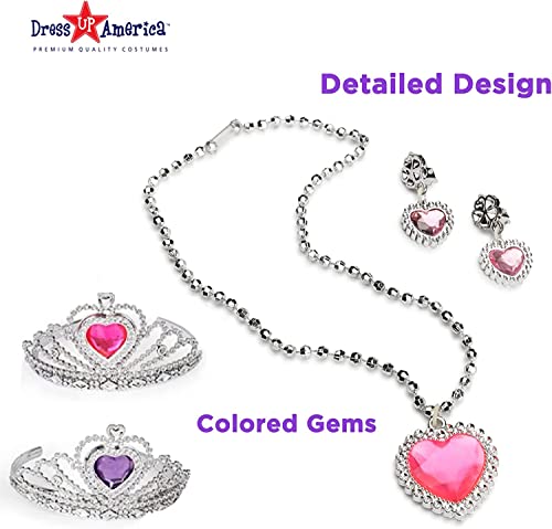 Dress Up America My Princess Dress Up Set for Kids - Set includes Crown for Girls, 3 Beautiful Shoe Pairs, Earrings, and Necklace - Glamorous Accessories - Little Girl and Toddler Role-Play Gift Set