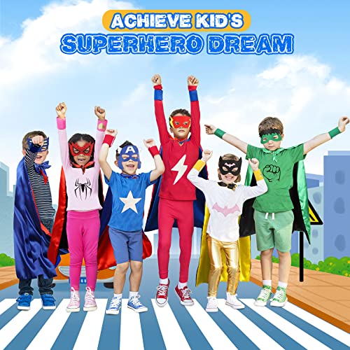 Jojoin 6 PCS Superhero Capes for Kids, 6 Superheroes Wristbands Slap Bands, 6 Hero Masks and 1 Storage Bag, Role Play Costume Dress up Toys Gift Kids for Halloween Birthday Party Christmas