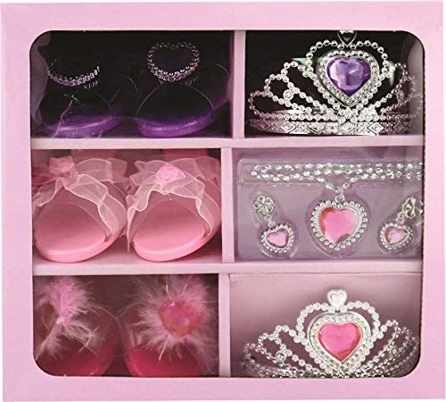 Dress Up America My Princess Dress Up Set for Kids - Set includes Crown for Girls, 3 Beautiful Shoe Pairs, Earrings, and Necklace - Glamorous Accessories - Little Girl and Toddler Role-Play Gift Set